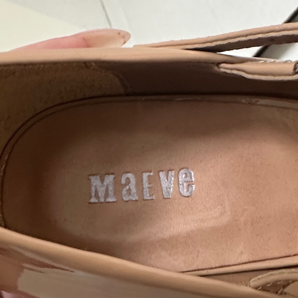 Maeve for Anthro The Sibley Mary Jane Patent Leather Wedge Heels nude 40 or 9.5 - Picture 11 of 12